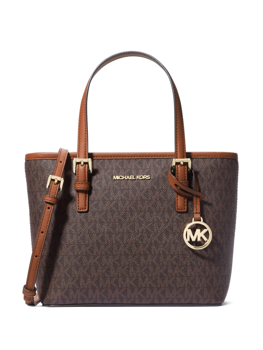 Michael Kors Kleine Jet Set shopper met monogramprint Bruin