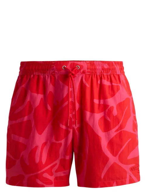 Short de bain à imprimé végétal - BOSS - Modalova