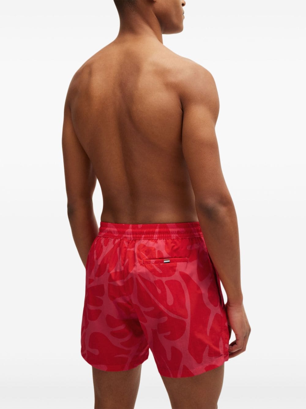 HUGO BOSS LEAF-PRINT SWIM SHORTS 