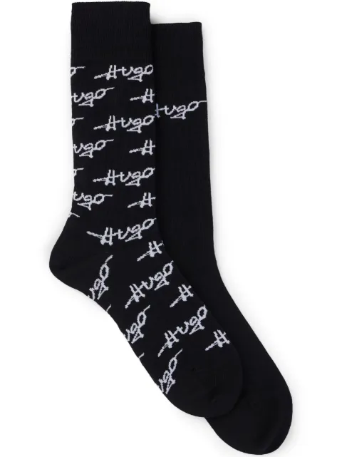 HUGO Kit 2 pares de meias com logo intarsia