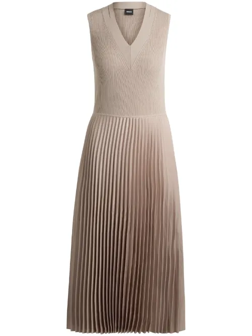 Robe mi-longue à jupe plissée - BOSS - Modalova