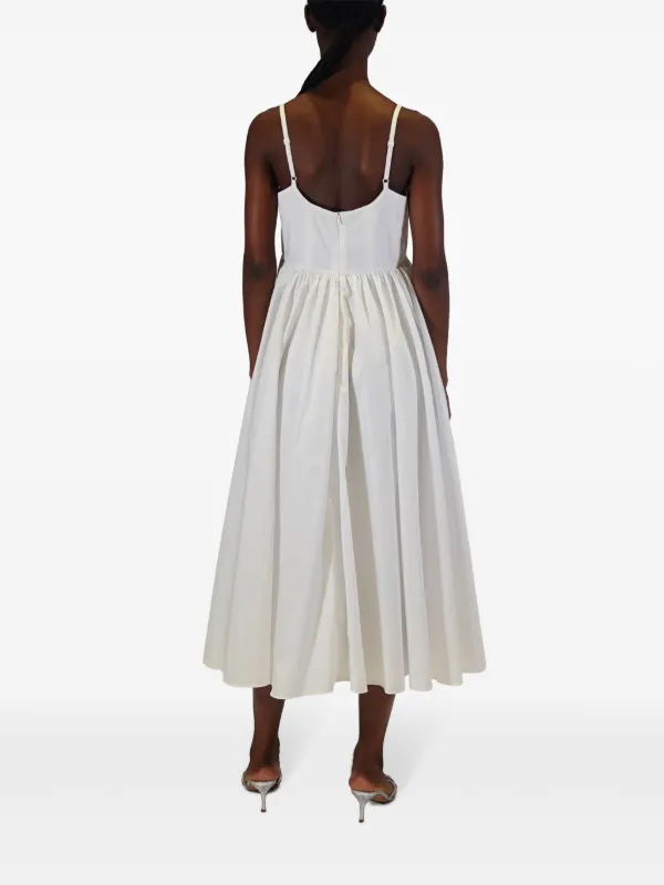 Azeeza Rachel Poplin Gathered Midi Dress - White