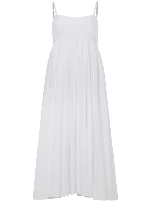 Azeeza Rachel Poplin Gathered Midi Dress - White