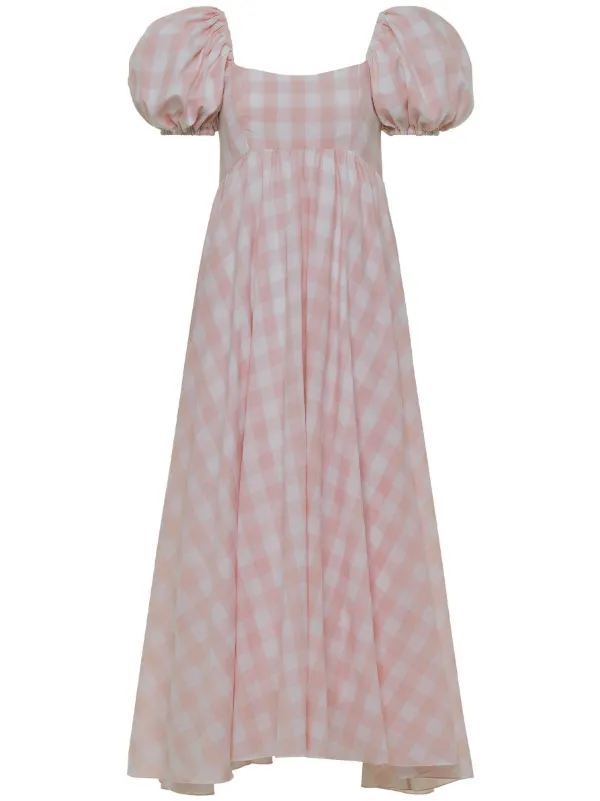 azeeza pink dress Rory Puff Sleeve Silk Dress