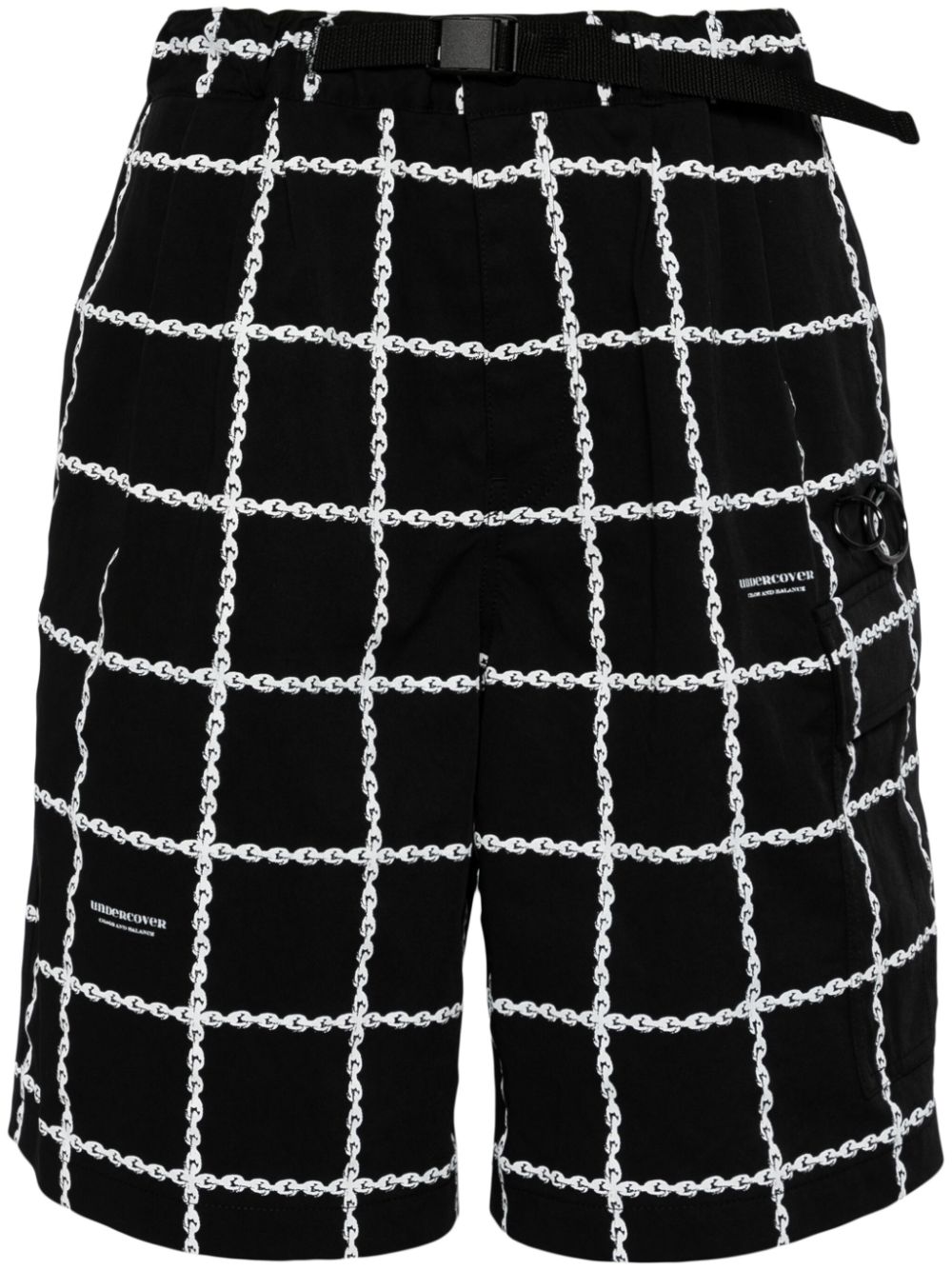 Undercover Logo-print Belted Shorts In Black