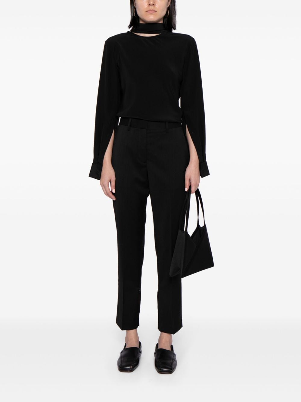 Shop Helmut Lang Detachable-scarf Silk Blouse In Black