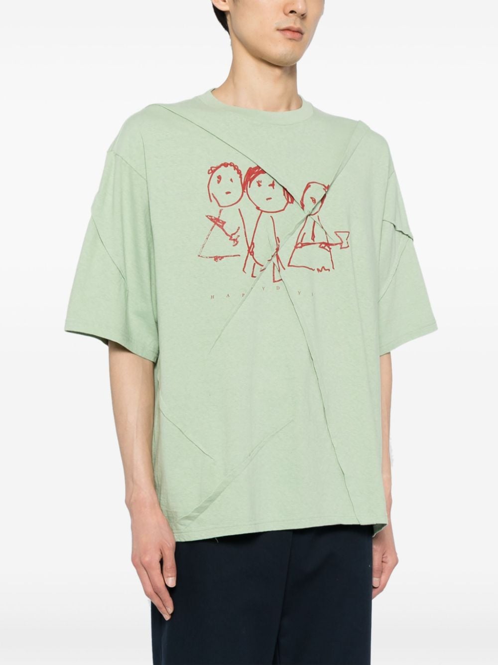 Shop Undercover Caricature-print Cotton T-shirt In Green