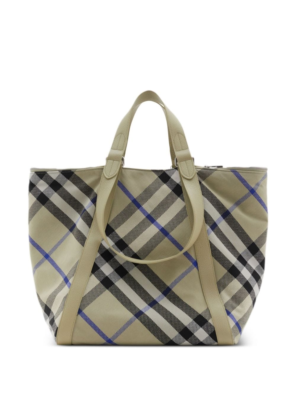 Shop Burberry Festival Checked Tote Bag In Green
