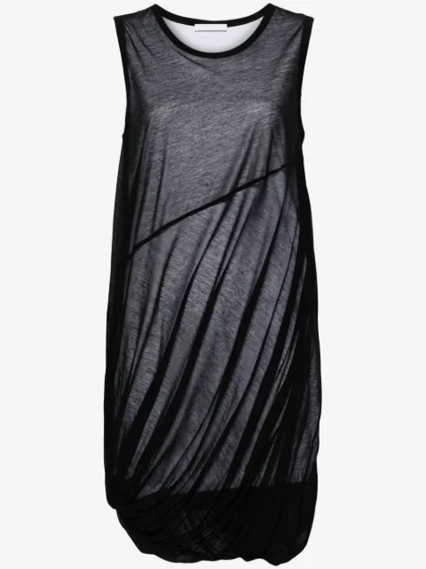 Helmut Lang vestido corto con capa traslúcida