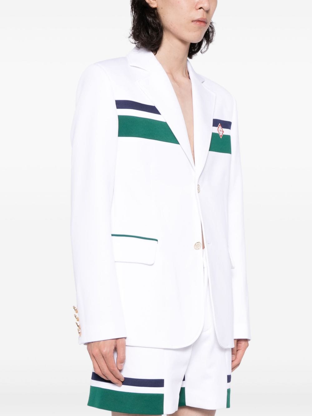 Shop Casablanca Striped Blazer In White