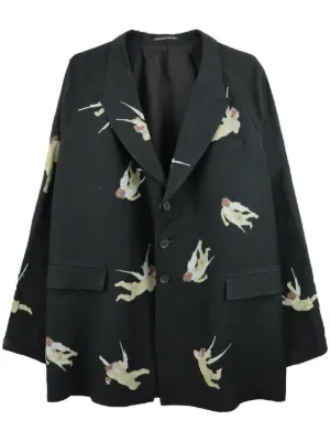 Yohji Yamamoto プリント ロングジャケット | ニュートラル | FARFETCH JP