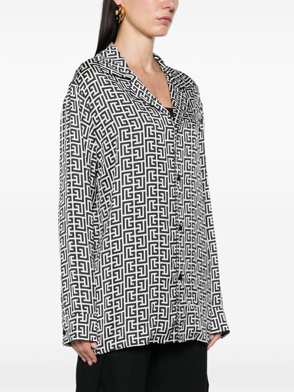 Balmain Satijnen blouse met monogram-print Wit