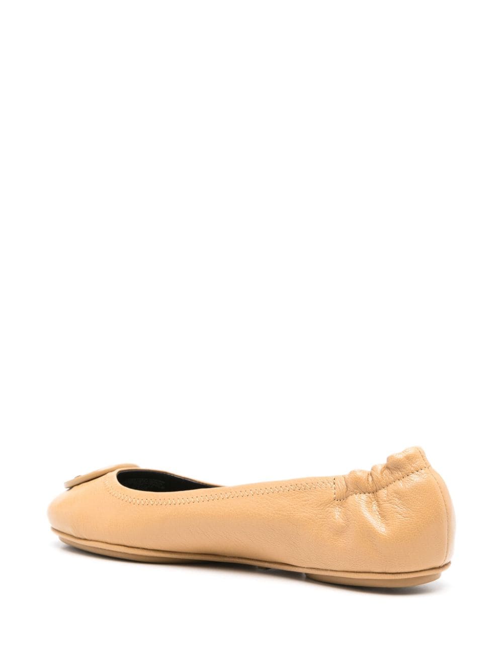 Shop Tory Burch Claire Leather Ballerina Shoes In Brown