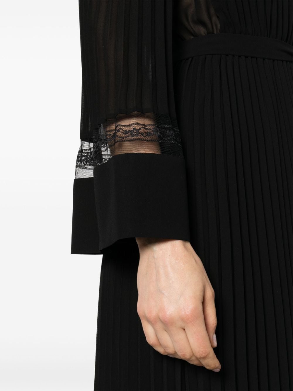 Shop Twinset Pleated Georgette-crepe Jumpsuit In Black