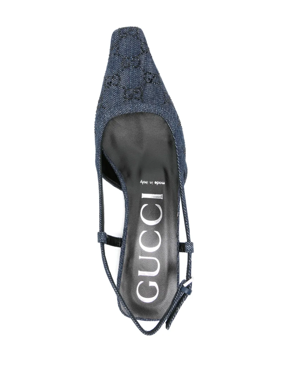 Shop Gucci Crystal-embellished Gg Monogram Pumps In Blau