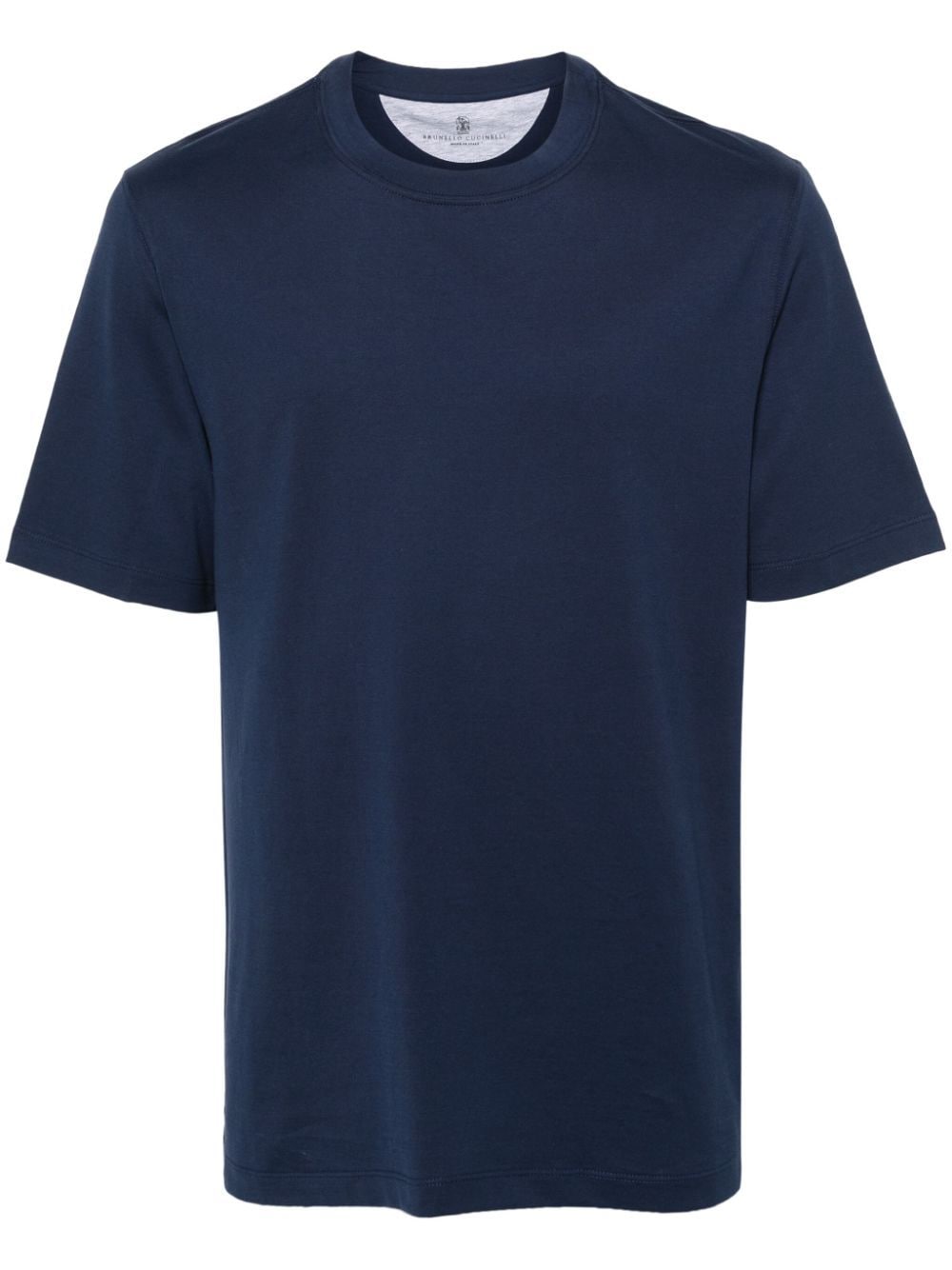 Shop Brunello Cucinelli Tonal-stitching Cotton T-shirt In Blue