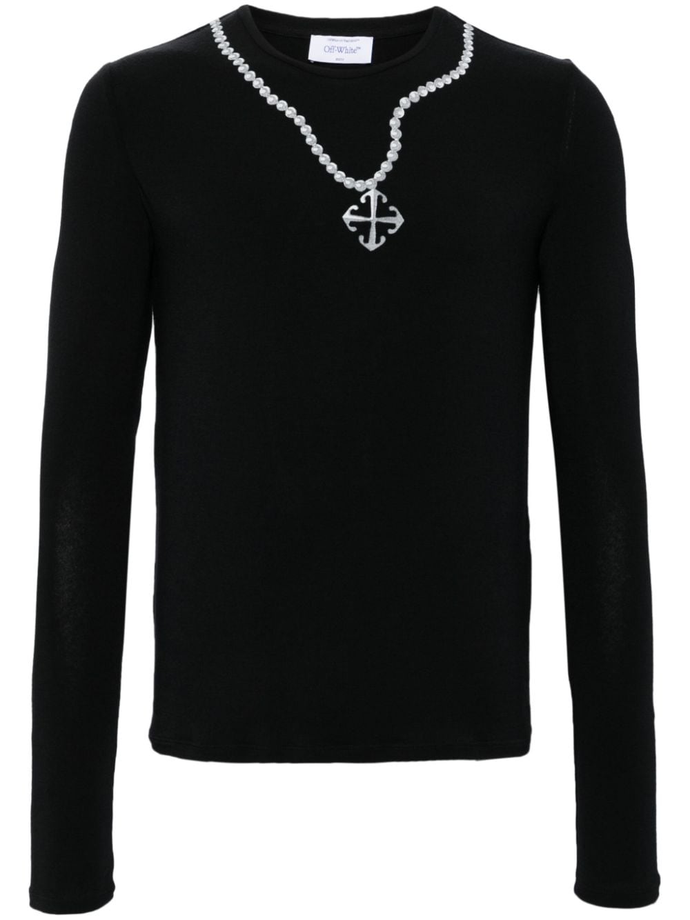 Off-white Necklace-print Long-sleeve T-shirt In Black
