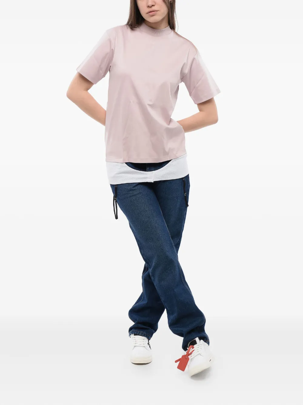 Off-White T-shirt met geborduurd logo Roze