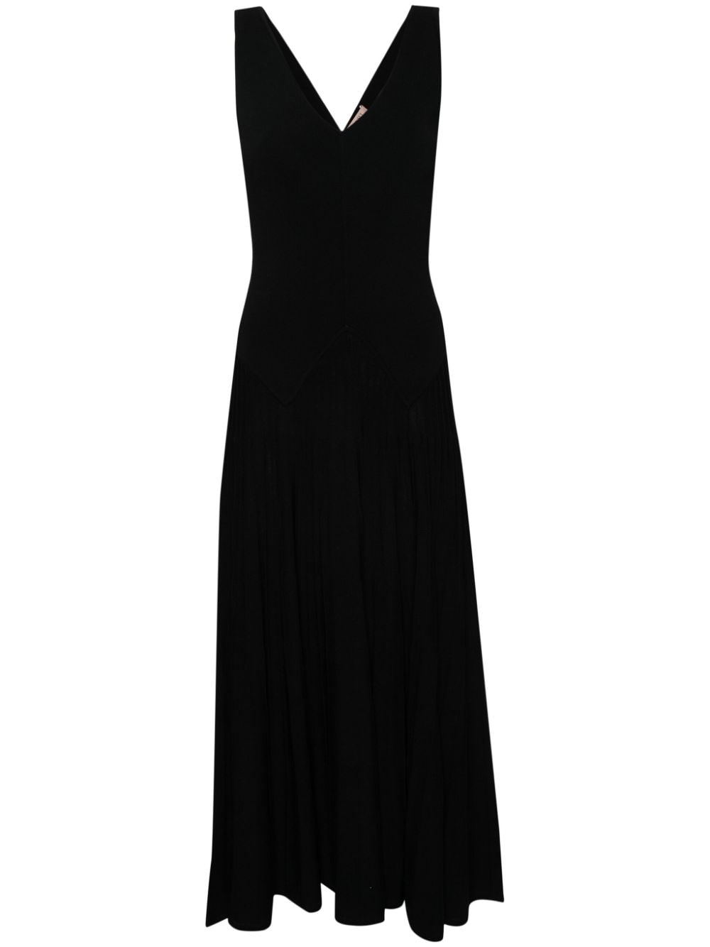Twinset Knitted Pleated Maxi Dress In Black