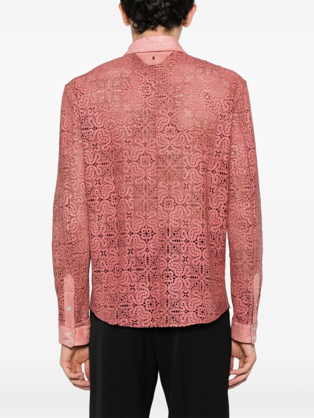 Shop Salvatore Santoro Perforated Leather Shirt In 粉色