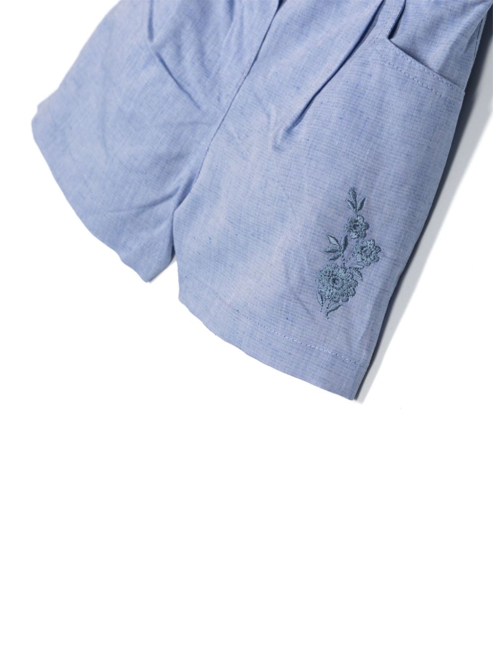 Shop Etro Floral-embroidered Shorts In Blue