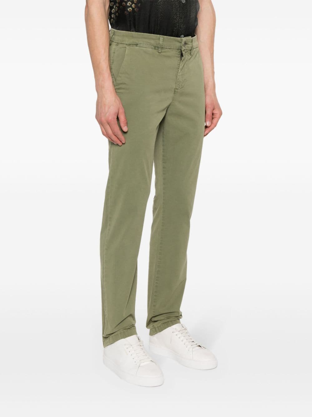 Shop 7 For All Mankind Gabardine Tapered Trousers In Green