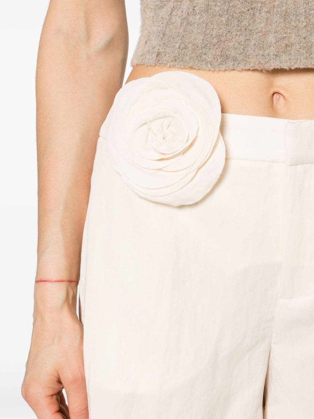 Shop Blumarine Rose-appliqué Shorts In Neutrals