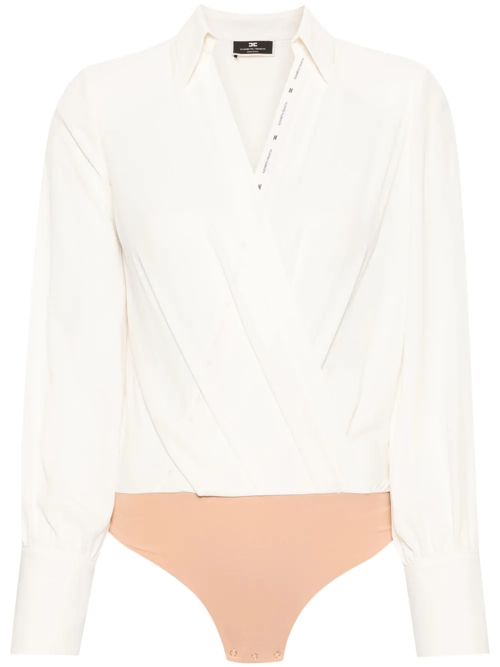 ELISABETTA FRANCHI SHEER CREPE V-NECK BODYSUIT