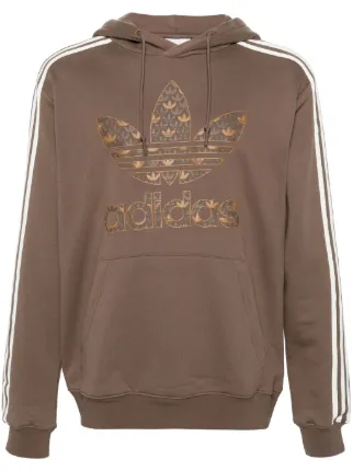 Adidas Trefoil print Cotton Hoodie Brown FARFETCH ZA