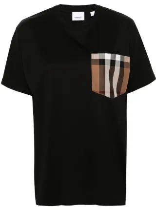 Tシャツ・カットソー Burberry Stripe Trim Pocket Cotton T-shirt Burberry-Stripe-Trim-Pocket-