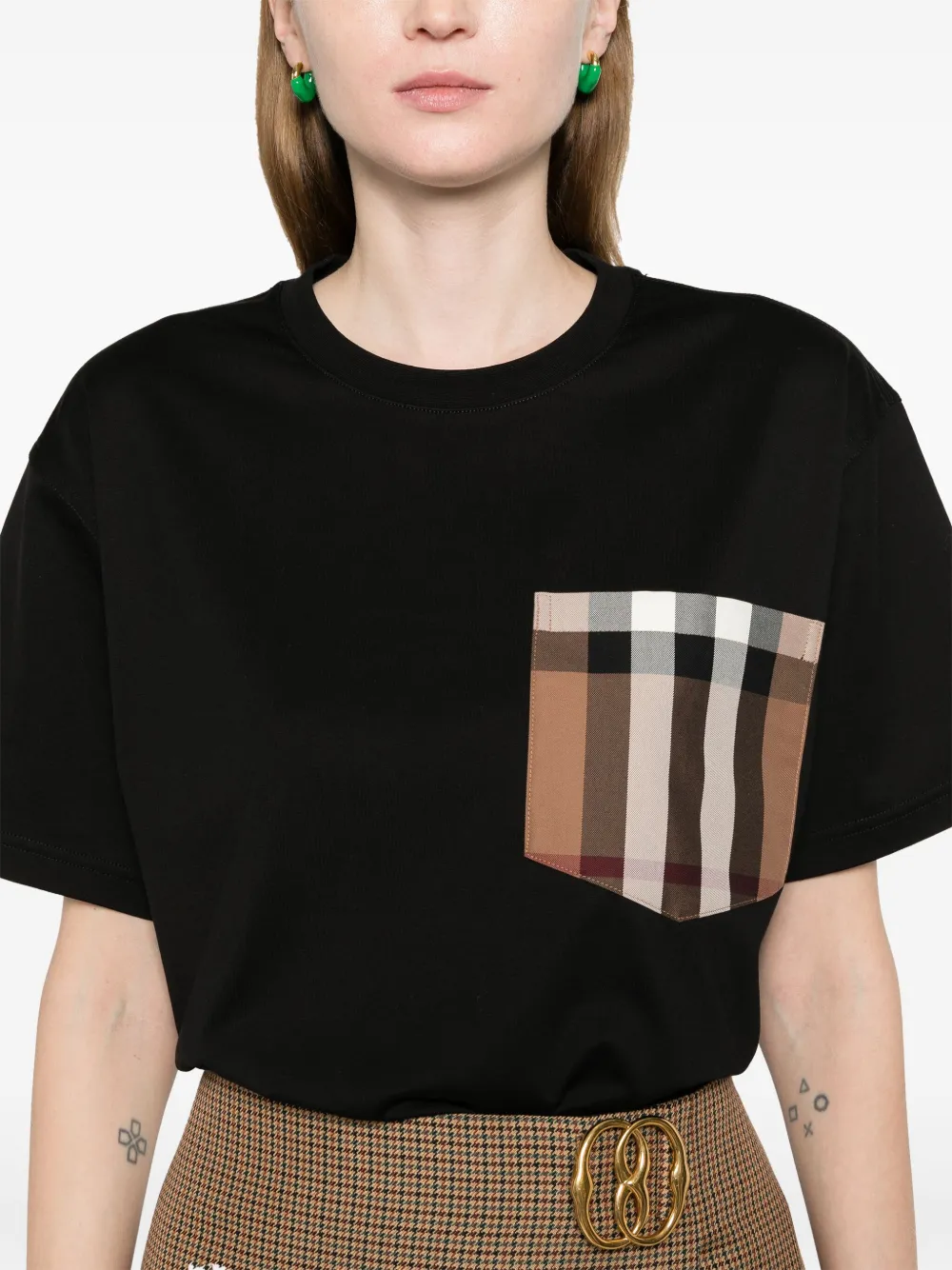 Affordable Burberry chest pocket cotton T-shirt Women