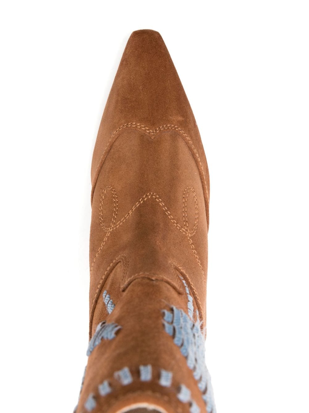Shop Ermanno Scervino 50mm Floral-embroidered Suede Boots In Brown