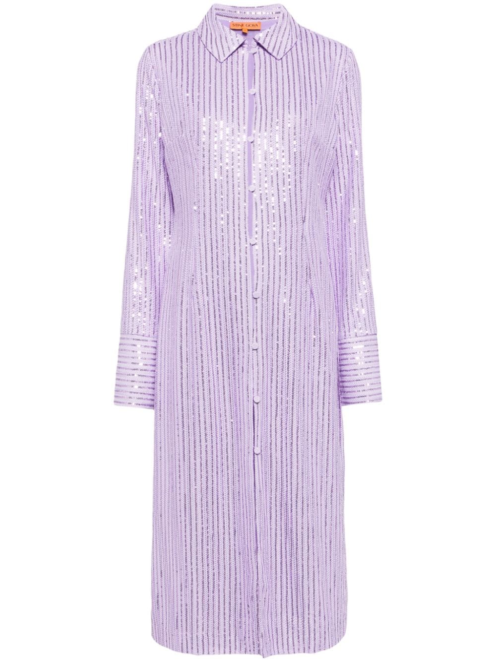 Stine Goya Sonja sequin-embellished shirtdress Paars