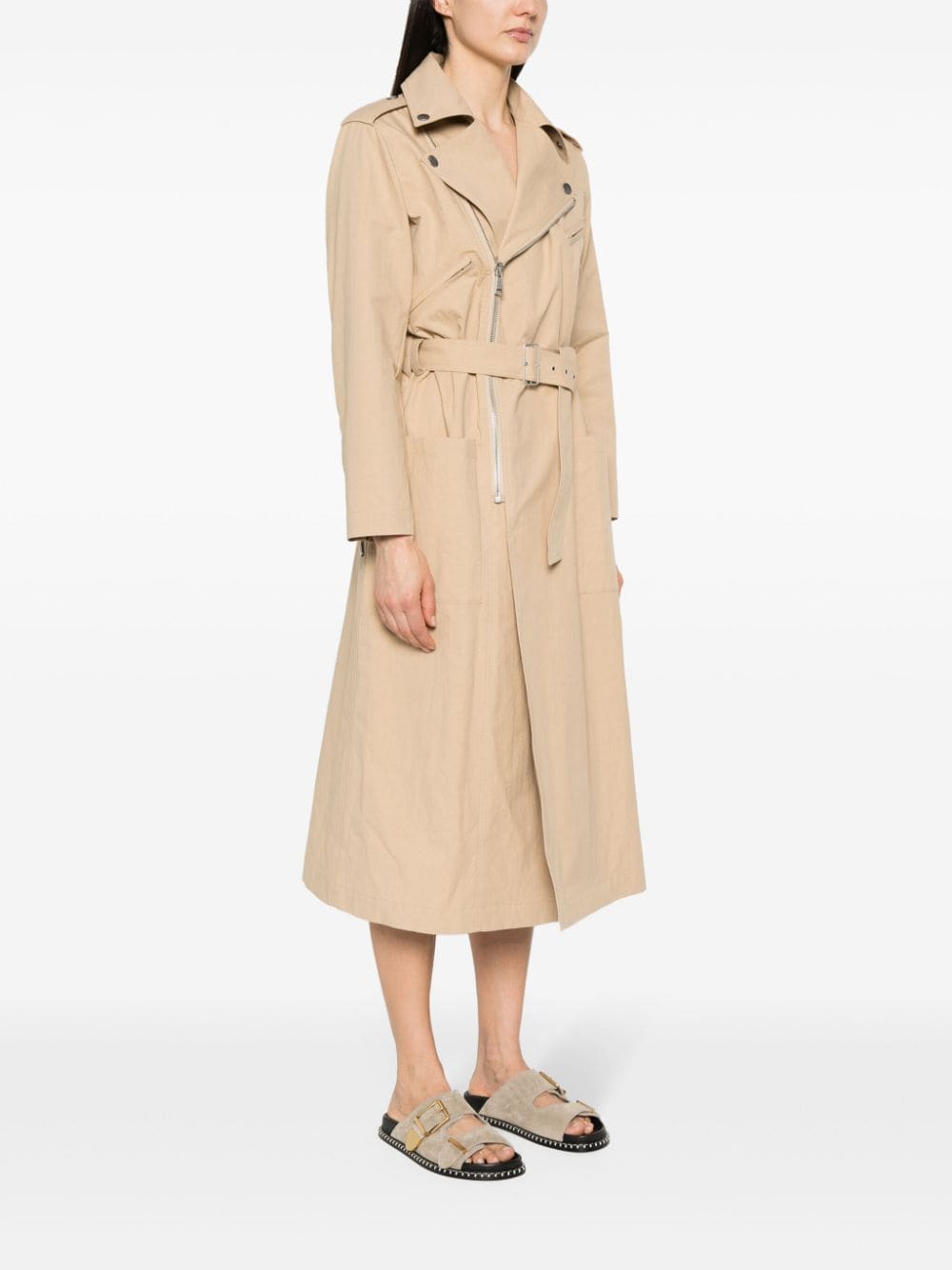 Shop Apc Cotton-blend Maxi Trench Coat In 中性色