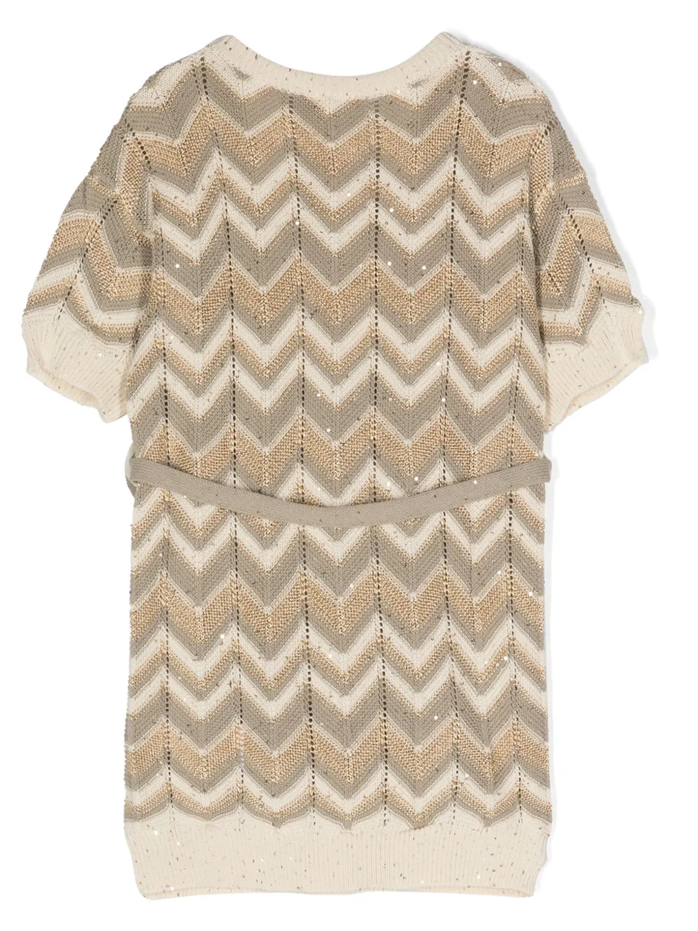 Shop Missoni Zigzag-knit Belted Minidress In 中性色