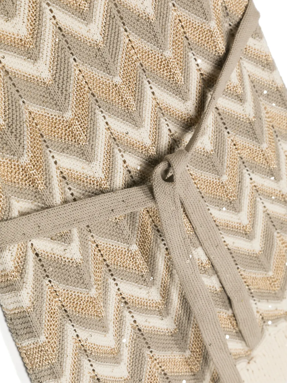 Missoni Zigzag-knit Belted Minidress In 中性色