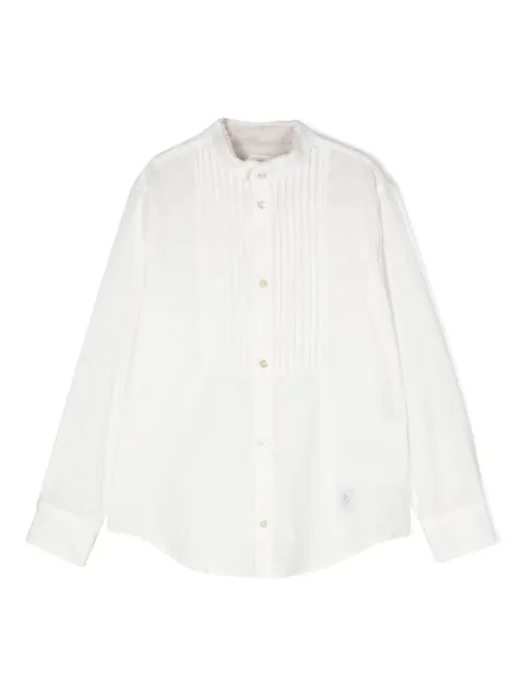 Eleventy Kids linen sheer plissé shirt