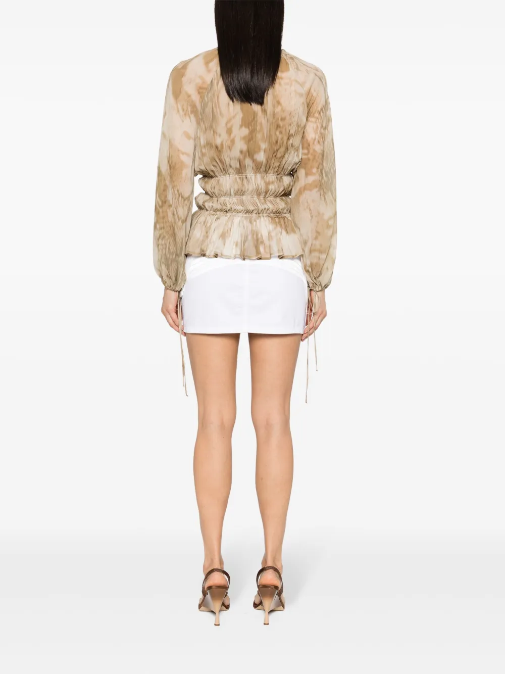 Shop Blumarine Python-print Georgette Blouse In Neutrals