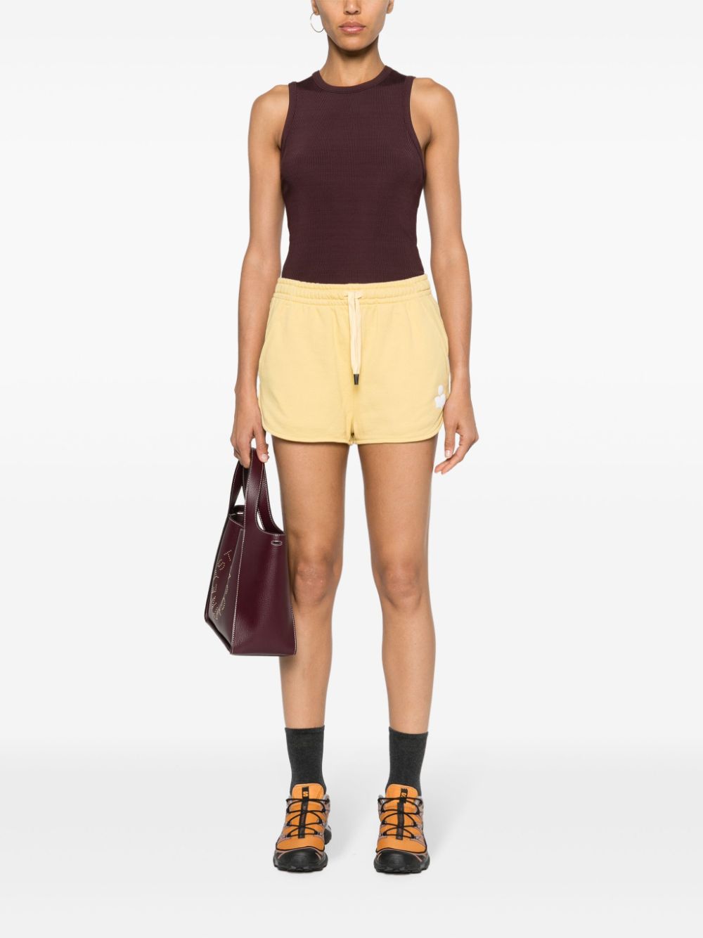 Shop Marant Etoile Mifa Logo-flocked Mini Shorts In Yellow