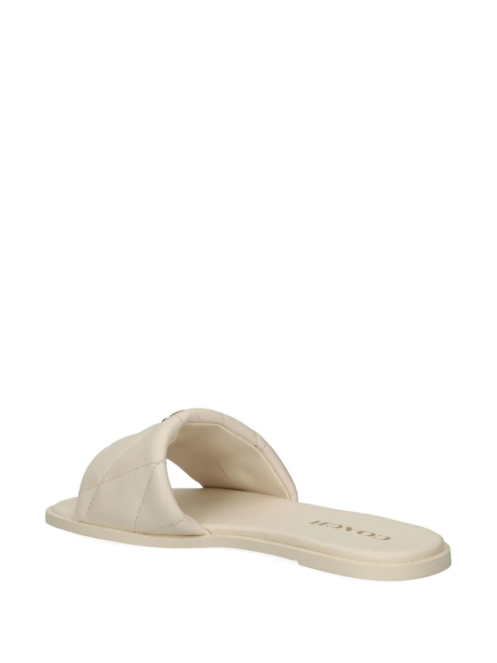 Coach logo-plaque leather slides Neutrals