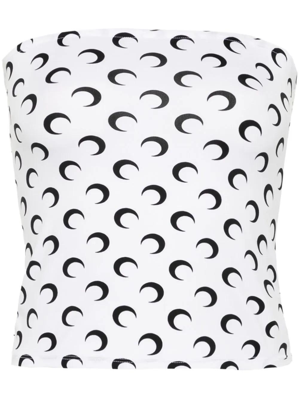 Marine Serre White Moon Printed Jersey Second Skin Tube Top In White