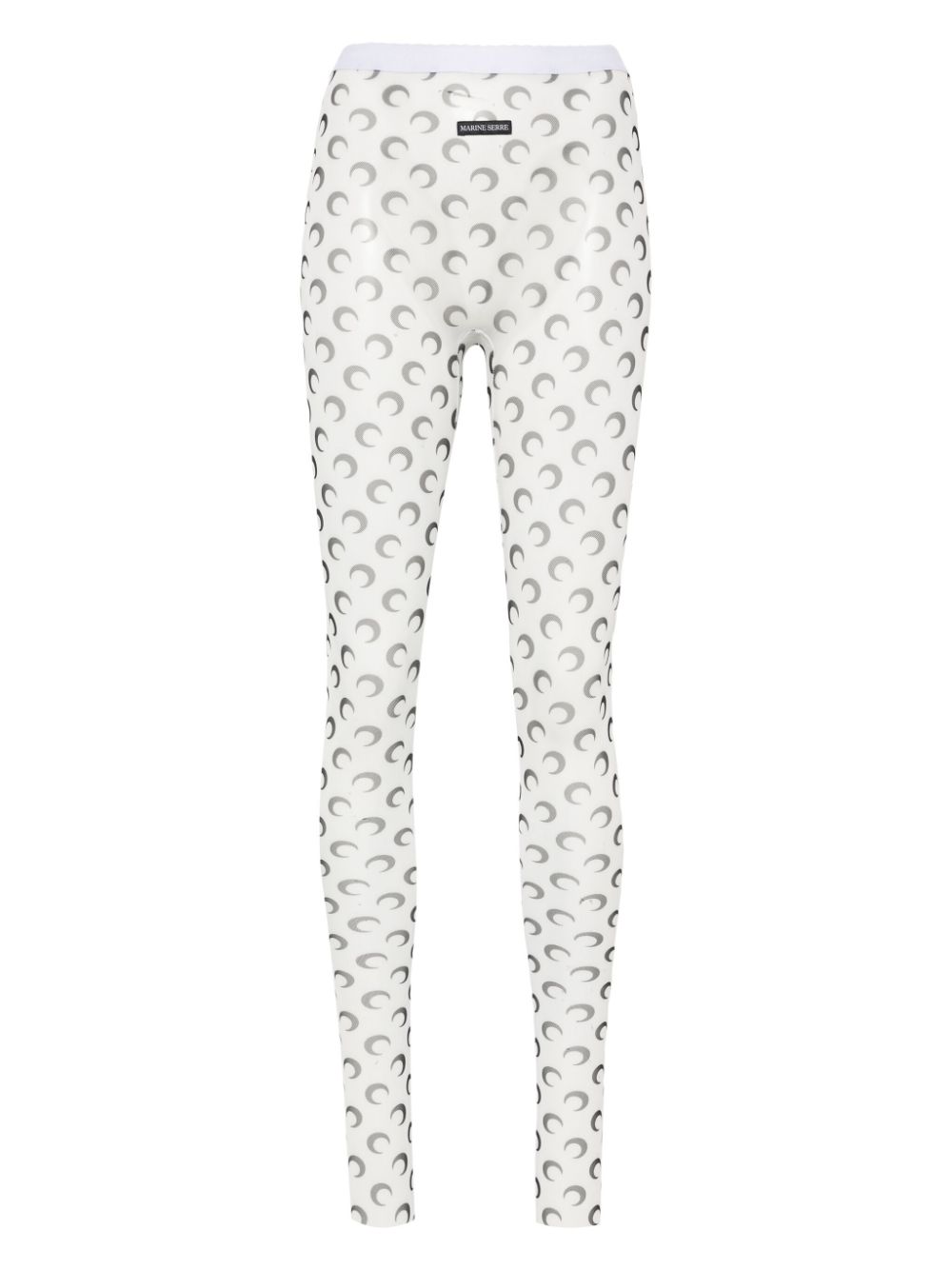 Marine Serre Crescent Moon-print Mesh Tights In White