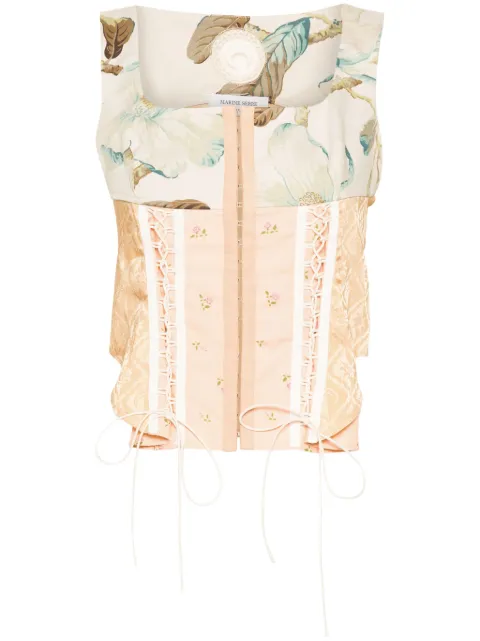 Marine Serre Upcycled cotton corset top