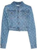 Marine Serre Crescent-Moon-print denim jacket - Blue