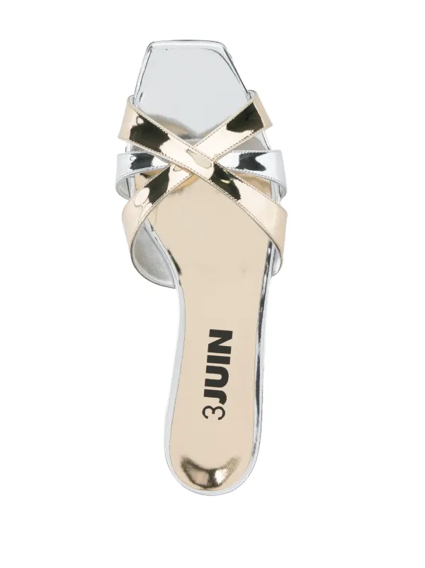 3juin Claquettes Caris Vegas En Cuir Argent FARFETCH TN