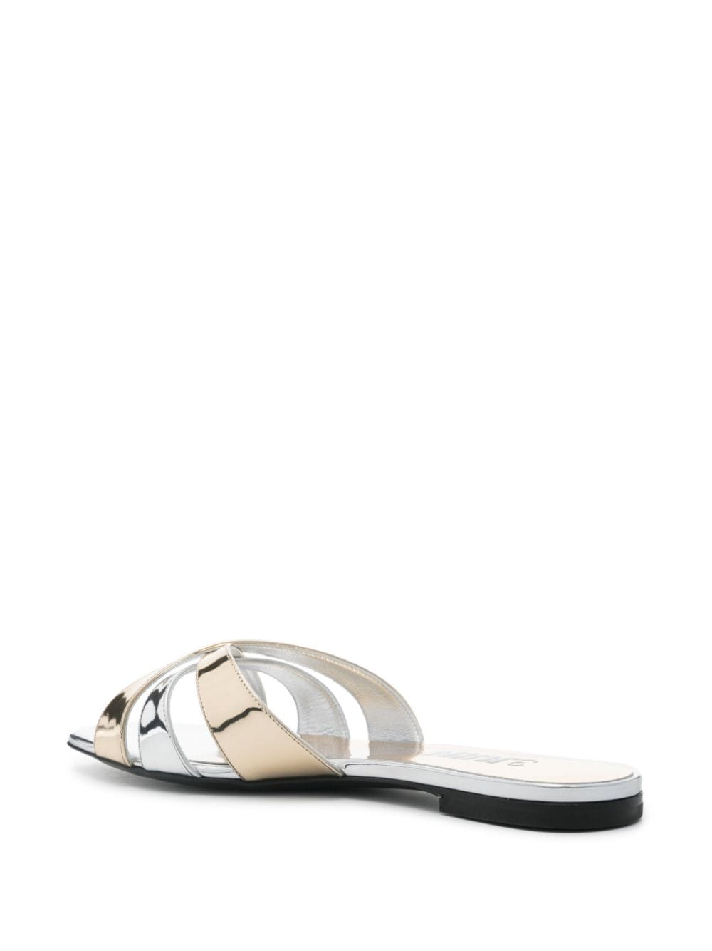 Shop 3juin Caris Vegas Leather Slides In Silver