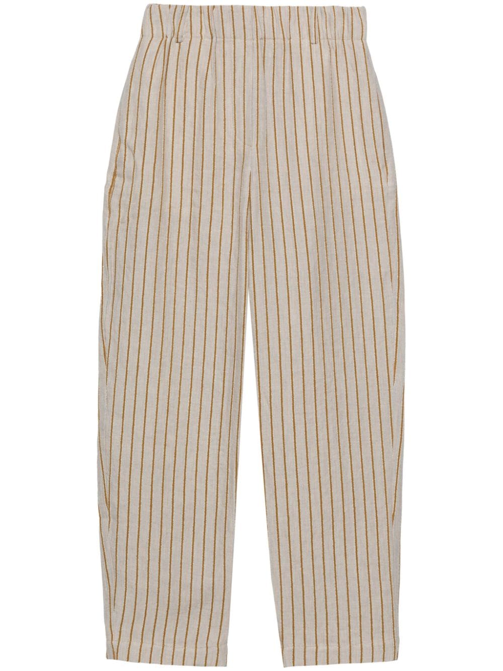 Alysi Striped Tapered Trousers In Neutrals