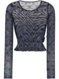 Marine Serre Moonogram mesh longsleeved top - Blue