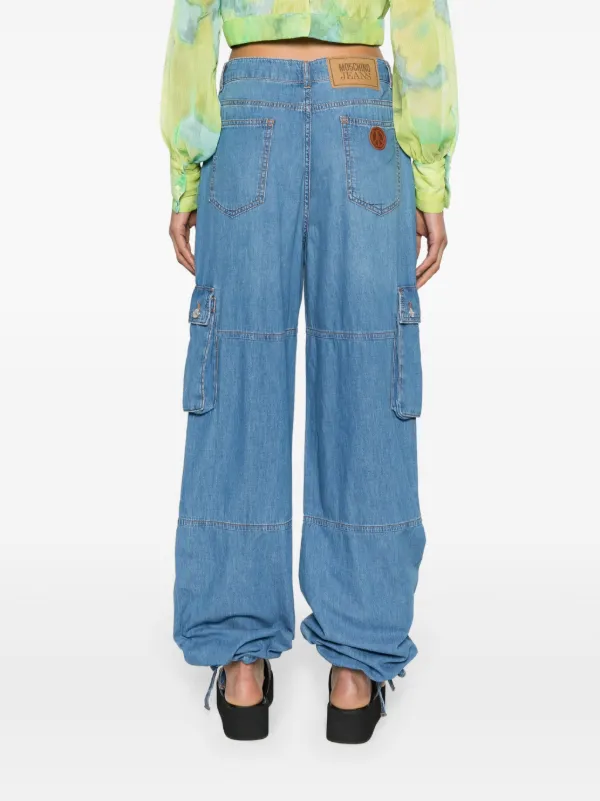 【関税&送料込】Moschino Jeans Wide Leg Moschino Made In Italy Designer Denim Wide Leg Jeans Blue