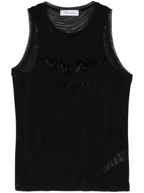 Blumarine rhinestone-embellished mesh tank top